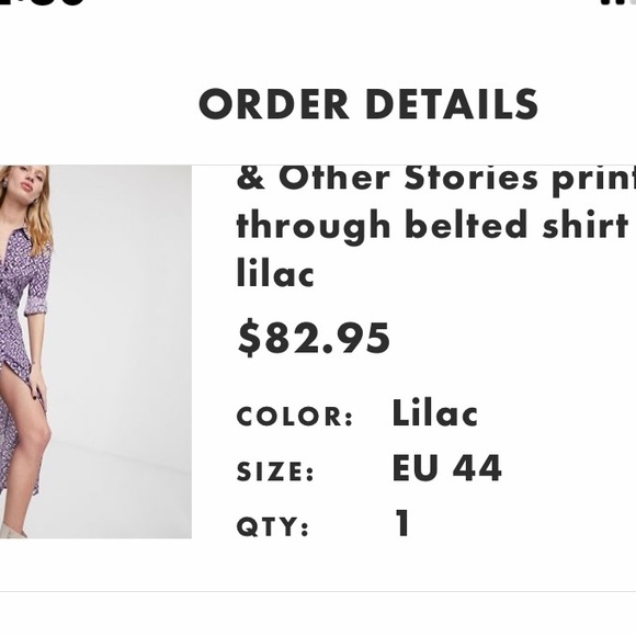 NWT - & OTHER STORIES - LILAC PRINTED SHIRT DRESS -US SZ 14 - Picture 4 of 4